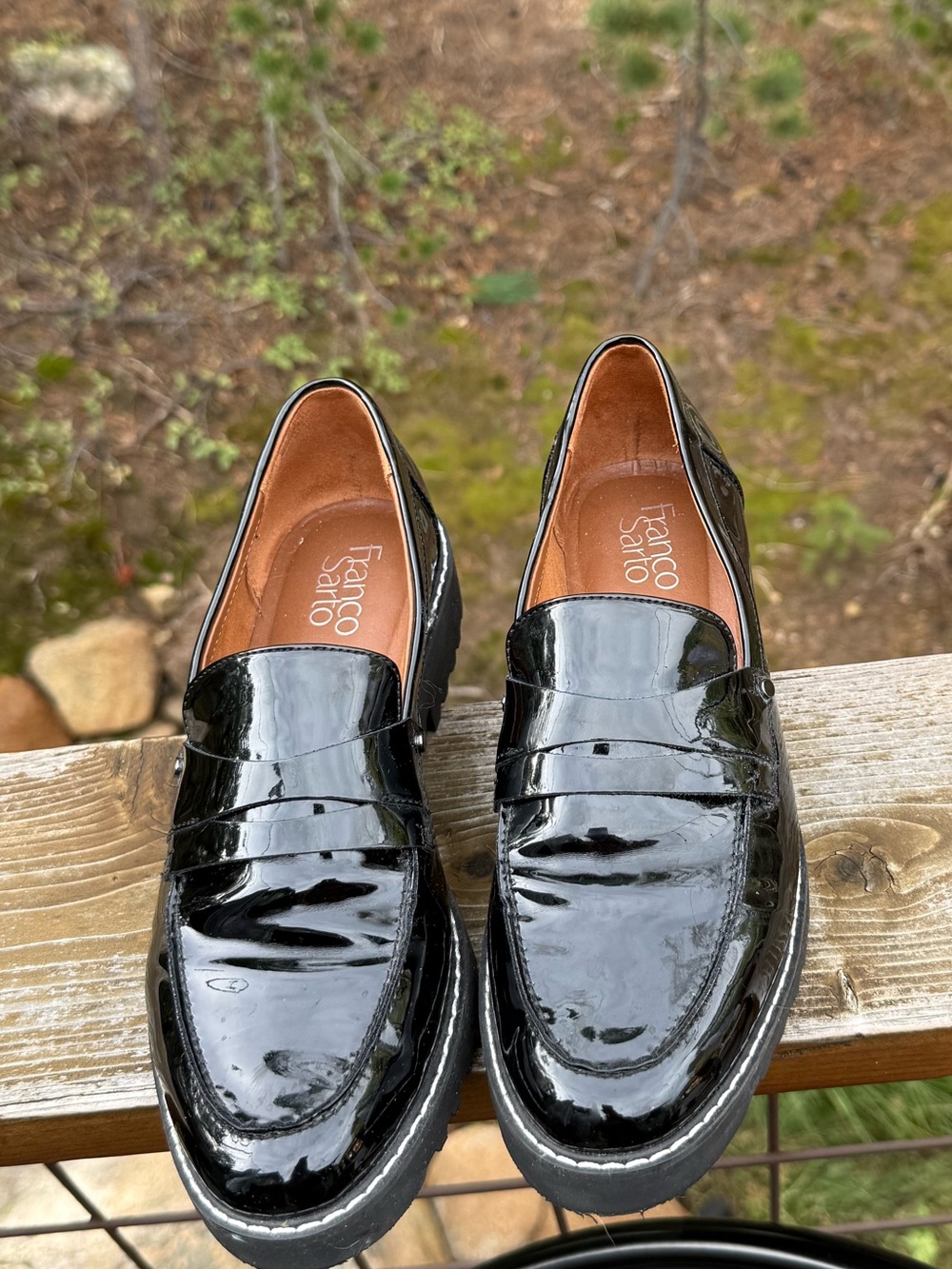 Franco Sarto Women’s size 8 Black Patent Leather Penny Loafers